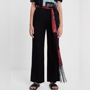 Desigual Scarf Belt Y2K Peace Sign Paisley Fringe